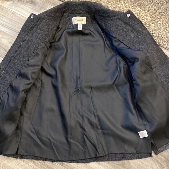 VTG Talbots Charcoal Gray 100% Wool Lined SHORTENED Coat Toggle Style Buttons - Picture 9 of 14